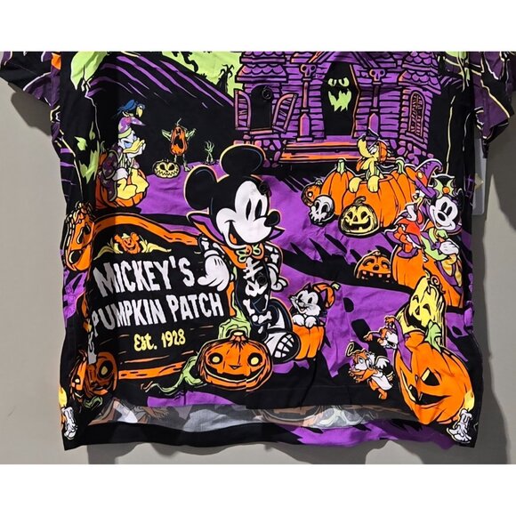 Disney Mickey Mouse & Friends Halloween Print Button Front SS Shirt - Men Medium - Picture 5 of 11